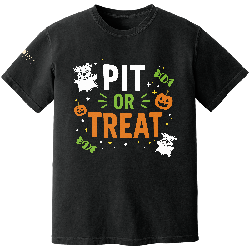 Pit Or Treat Ghost Heavyweight Ring Spun Tee