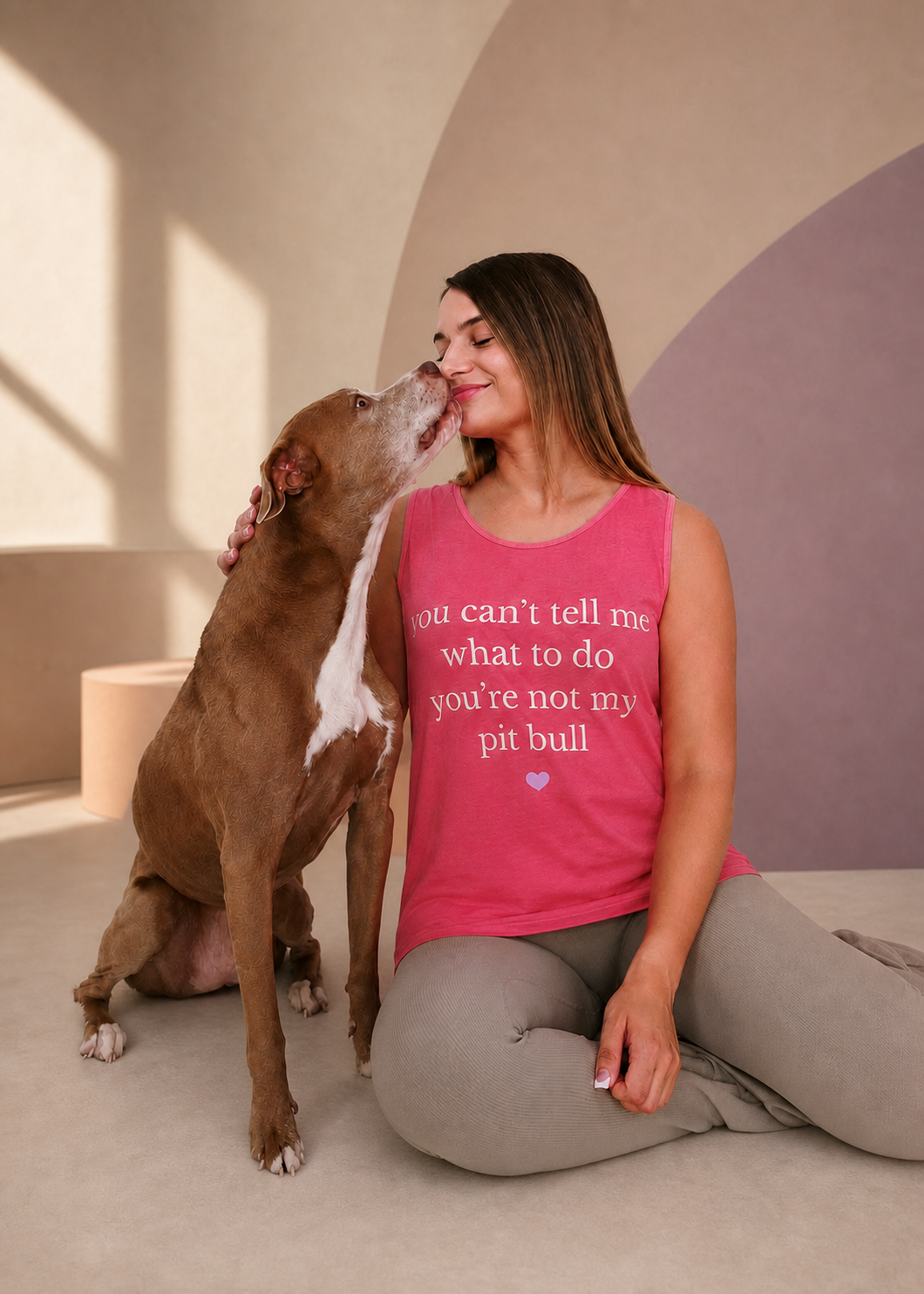 A person sharing an affectionate moment with a pit bull